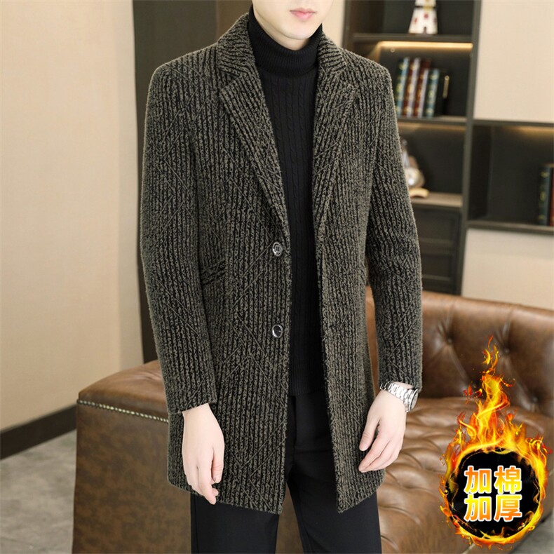加棉加厚西装领大码中长款型男商务休闲青年外套男A03-P165,男装西服套装,星座310B-3