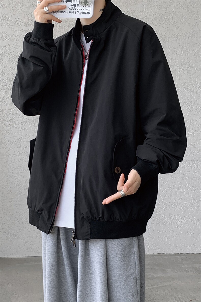 8XL-M美式复古棒球服外套男特大码潮牌双拉链立领夹克衫JK005P85,男装夹克,电商B312