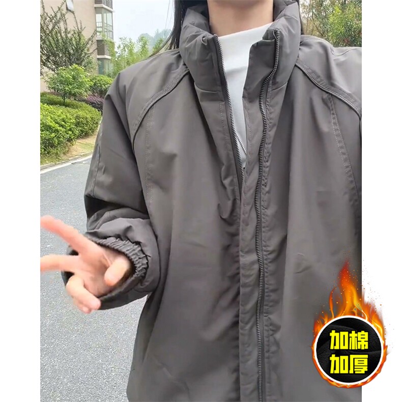 现货美式高街休闲棉衣夹克三防立领纯色户外工装加厚棉服外套,男装夹克,电商A486