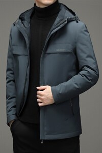 男士休闲宽松中长款冬季连帽厚款男士时尚羽绒服SNNYR86066-P280图片
