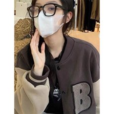 1506A/GA140/P64复古风字母拼接棒球服女设计感开衫外套，女装短外套，星座1506A