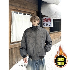 现货高品质美式高街重磅座山雕毛毛领pu皮棉衣男女加厚棉服冬外套，男装皮衣，电商A486
