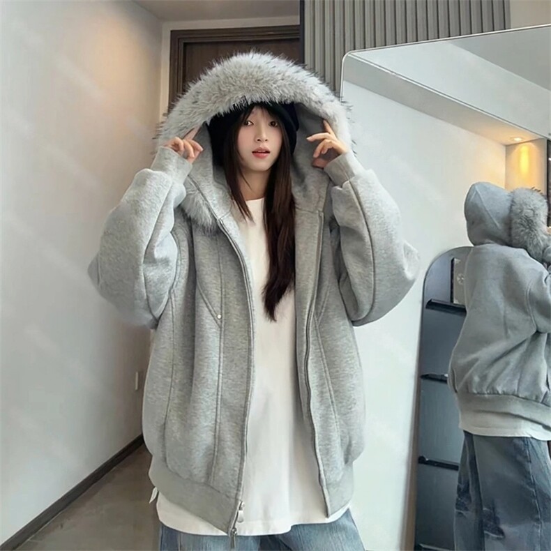 网图连帽卫衣加棉棉服夹棉保暖宽松毛领棉衣外套G1166特P105,男装棉衣,电商A339