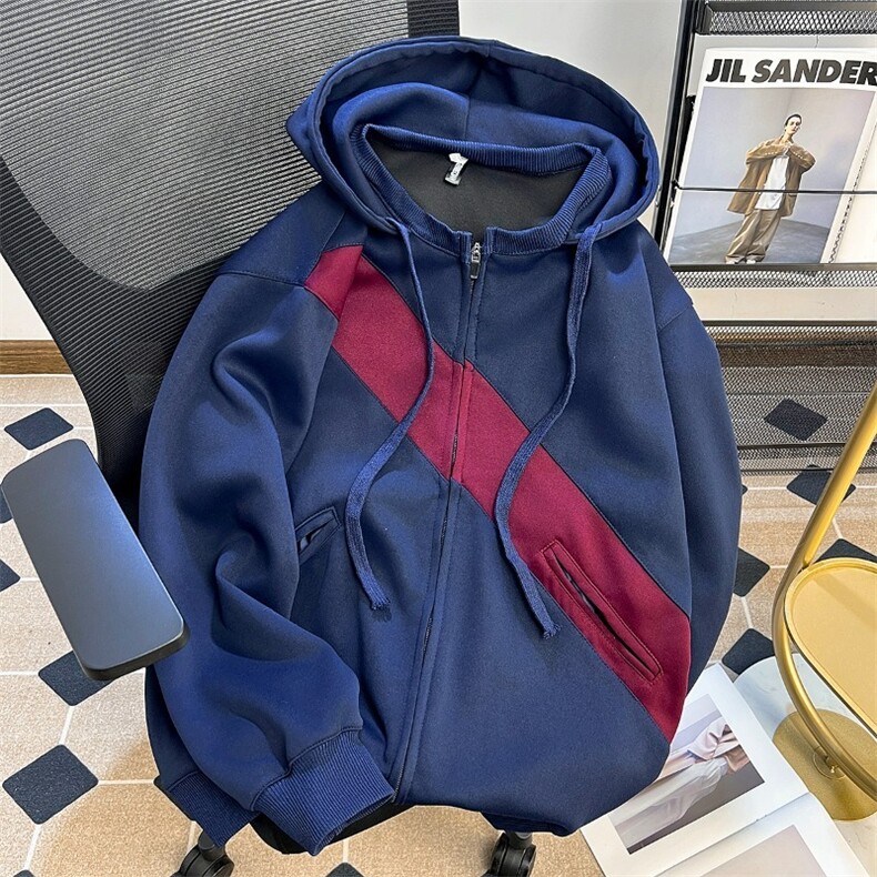 694-P54美式重磅解构连帽卫衣秋冬潮牌设计拼接宽松高街开衫,男装卫衣,电商B323A