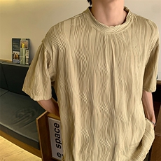 8XL-M特大码夏季短袖冰丝皱感透气T恤男潮垂感宽松半袖DX305P45，男装T恤，电商D206-1