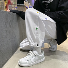 休闲裤男秋韩版排扣阔腿裤港风潮牌宽松束脚裤A125-DK911-P50，男装休闲裤，电商A125