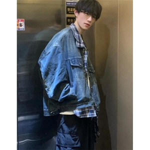 春秋假两件牛仔夹克男士高街宽松水洗外套男时尚上衣 JK8624图片