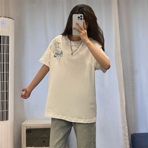 万针全刺绣解构设计260克重磅双纱纯棉高品质美式高街短袖T恤特35图片