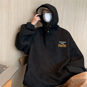已注册抖音直播得物高品质麂皮绒宽松男连帽卫衣外套W7061P55控79图片