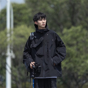 机能风美式冲锋衣外套男女潮ins小众高街防风连帽夹克HC450-P60图片