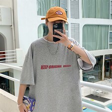 DX17071-P20 纯棉短袖t恤男大码半袖打底衫宽松体恤衫 港风图片