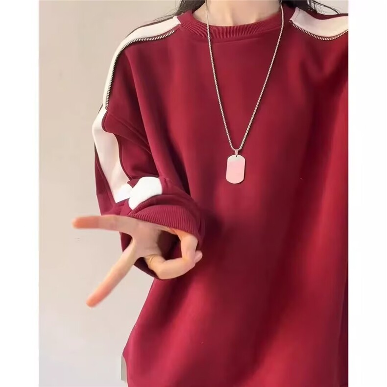 【004】圆领卫衣加绒休闲宽松百搭情侣装打底衫A079-W3371-P40,男装T恤,电商A079