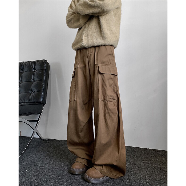 美式复古阔腿工装裤男潮大口袋设计感宽松休闲直筒裤KK616-P65,男装牛仔裤,星座308B-1