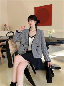 小香千鸟格外套图片
