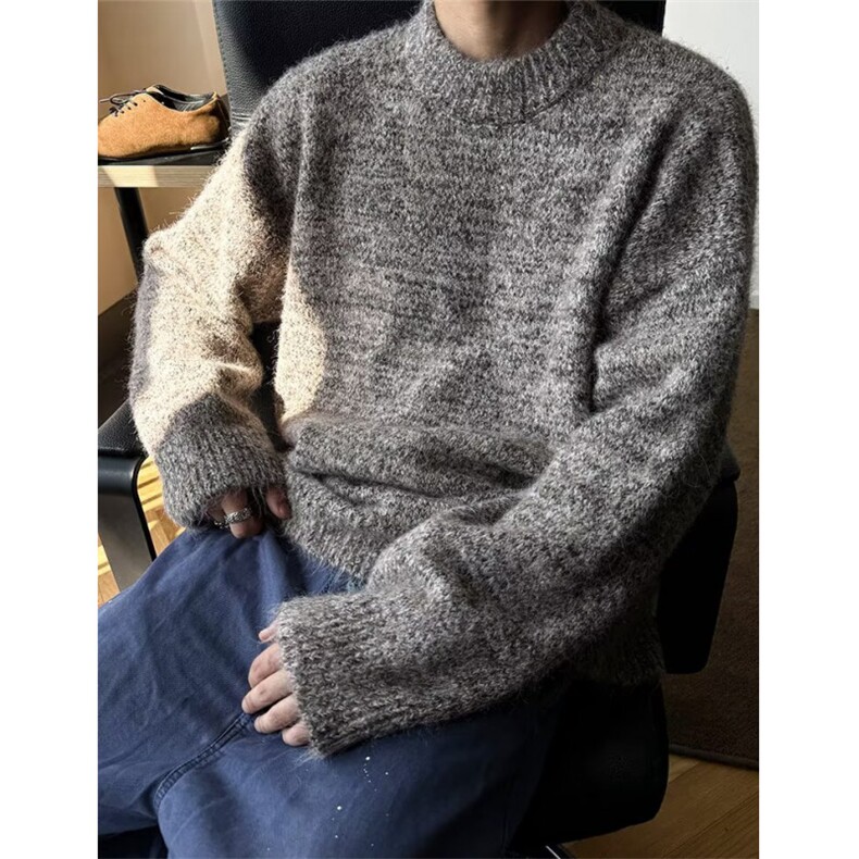 秋冬纯色针织衫男女生ing学院风宽松中性美拉德毛衣 M3203图片