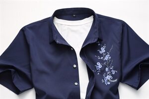 2021年新款梅花图案印花衬衫短袖衬衫大码男衬衫QT5030/771/p45图片