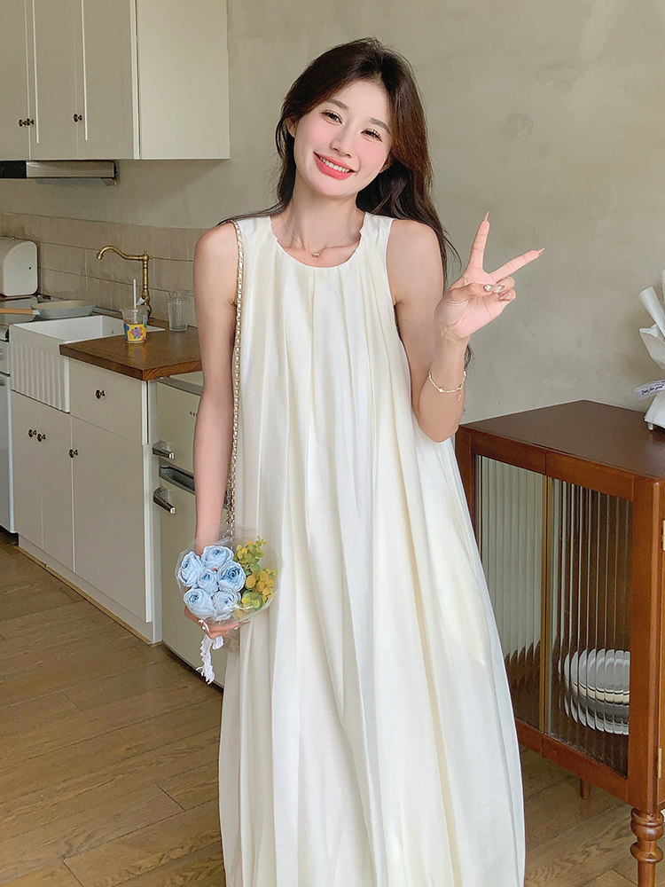 2025年夏季文艺复古无袖裙花苞裙,女装连衣裙,诺蝶