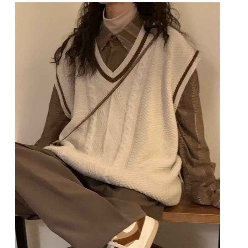 无袖套头单件新款胖MM大码秋冬美式v领针织衫中长款甜美MY0146,男装针织衫/毛衣,星座516A