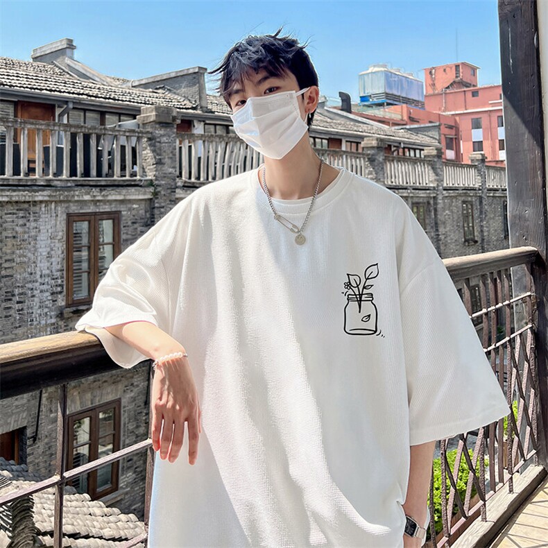 华夫格t恤男短袖男大码五分袖大皂风HT73430-P22,男装T恤,电商A040