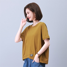 2025夏季新款精品女装潮设计感短袖t恤女宽松显瘦大码打底上衣服，女装衬衫，叶笙衣
