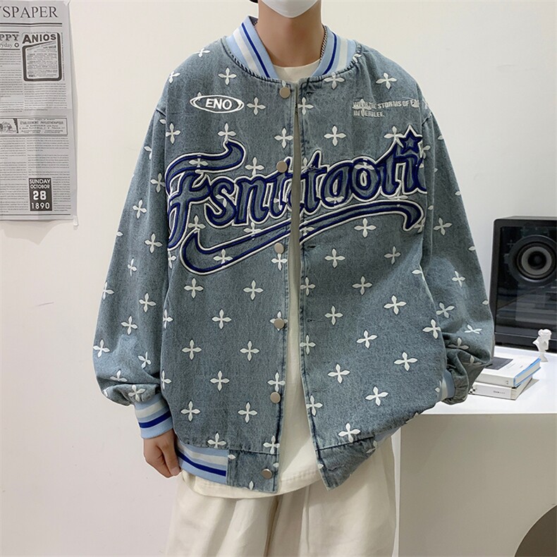 棒球服女春秋宽松小众设计高级感开衫外套潮JK034-75,男装夹克,星座308B-1