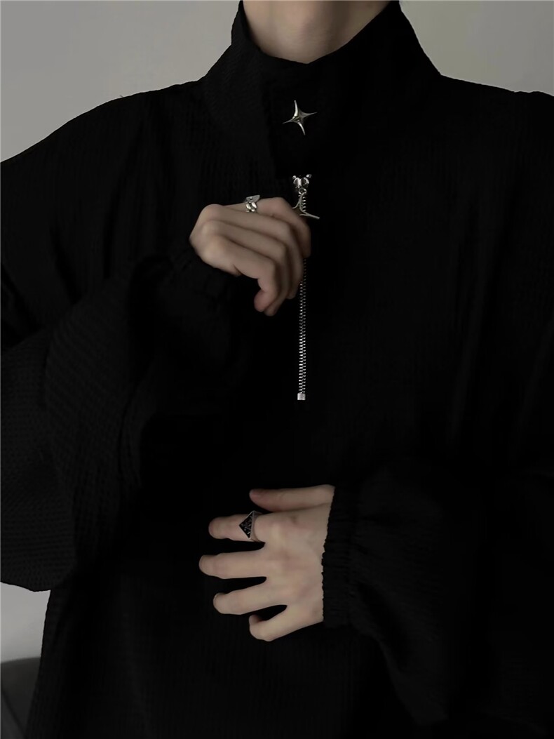 立领半拉链卫衣男ins小众设计感金属拉链WY18P40,男装卫衣,星座1116-2