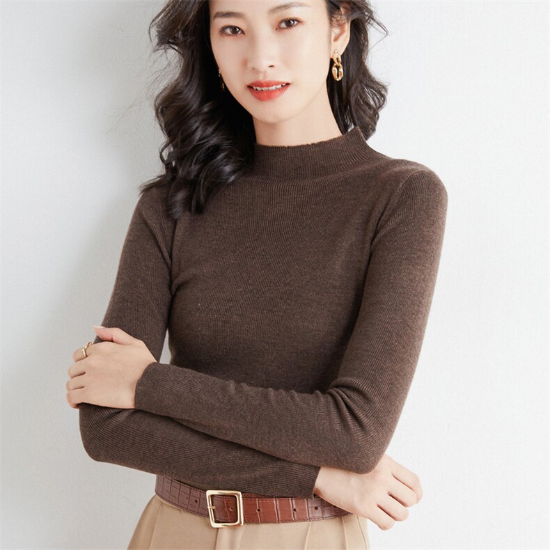 秋冬季新款半高领毛衣女长袖宽松显瘦百搭针织毛衣上衣,针织衫/毛衣,贵皇网供仓