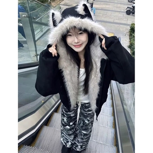 流行潮流鹿皮绒棉衣简约气质百搭慵懒时尚文艺ins日系 MY542图片