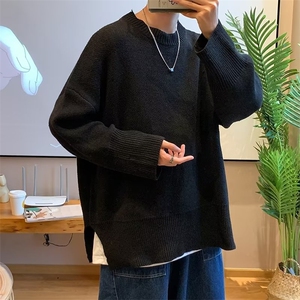 复古开叉毛衣男春秋季韩版情侣宽松ins日系慵懒风外套 M871-P29图片
