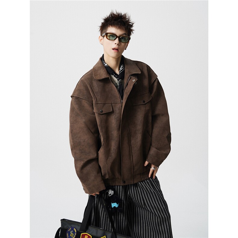 可二开雾霾脏脏灰解构大码M-5XL皮衣夹克立体图JK78087特P85控138，男装皮衣，星座227-7