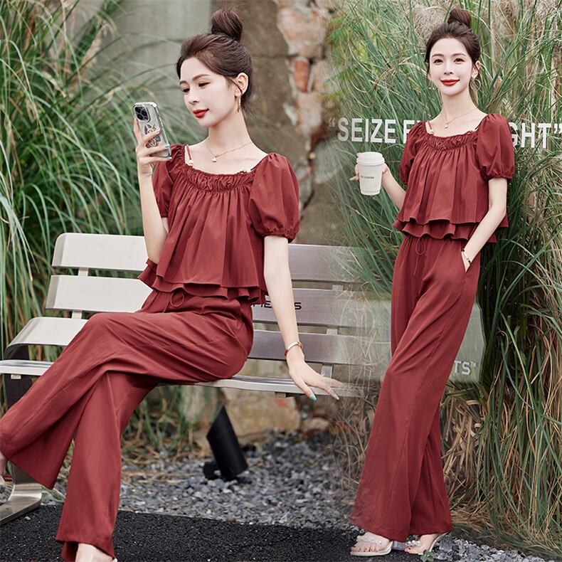 现货.时尚套装女2026年夏季新款女装时尚气质清凉两件套，女装套装/套裙，兰菲阁