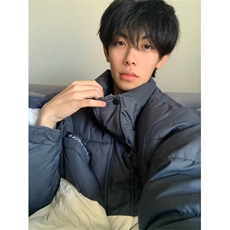 A298-P98冬季撞色拼接棉服上衣港风男女同款外套，男装棉衣，星座911