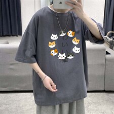 YT26215-P30亚短袖t恤男大码五分袖男宽松七分袖港风模特，男装T恤，电商A040