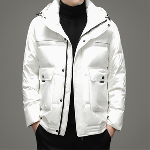 21冬装连帽宽松纯色羽绒服男士休闲保暖外套90%白鸭绒ZG2941-P270图片