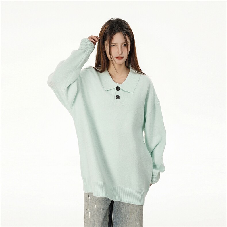特批新款女模绵羊绒翻领高品质休闲毛衣针织衫A268-M501特批48图片