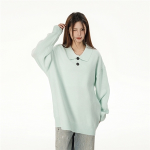 特批新款女模绵羊绒翻领高品质休闲毛衣针织衫A268-M501特批48图片
