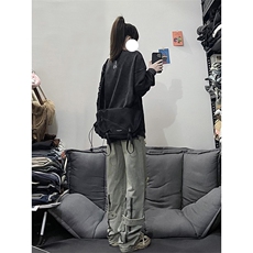 B221美式ins高街暗黑系小众拉链直筒牛仔裤LK23073-P65控88，男装牛仔裤，电商B221