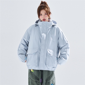 新款冬季大码羽绒棉服棉袄连帽工装韩版宽松外套A436-2533-P98图片