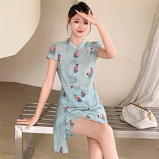 新中式国风印花套装女夏季2025新款巨好看独特漂亮休闲短裤两件套，女装套装/套裙，仟媚宠
