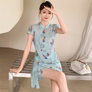 新中式国风印花套装女夏季2025新款巨好看独特漂亮休闲短裤两件套图片