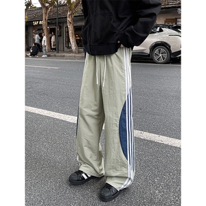 8XL-M 加绒加厚条纹工装裤束脚休闲阔腿美式运动裤男K9116P58控78图片