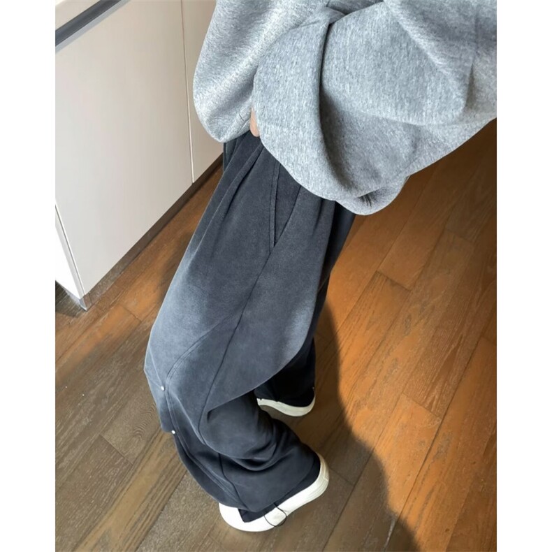 美式运动工装裤男秋冬季潮牌针织宽松直筒休闲长裤潮牌K28677-p45,男装休闲裤,星座1008