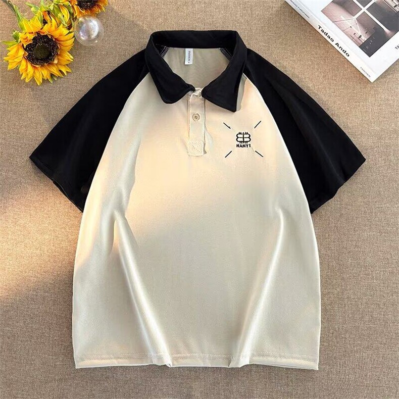 2025新款撞色翻领polo衫短袖t恤半袖上衣潮流班服现货T1847-P25,男装T恤,星座512-4