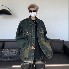 2024春季新款潮流翻领痞帅夹克工装牛仔外套宽松男现货W8103-P60，男装夹克，星座512-4