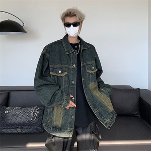 2024春季新款潮流翻领痞帅夹克工装牛仔外套宽松男现货 W8103-P60图片