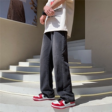 美式复古黑灰牛仔裤宽松版型oldschool高街头牛仔裤男N0450-P40，男装牛仔裤，星座308B-1