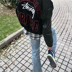 美式潮牌棒球服夹克男潮字母刺绣宽松百搭情侣飞行纽扣外套上衣，男装夹克，星座1210-1