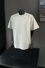 假模现货简约金属装饰潮男垫肩款纯色T恤A071-T84-P40，男装T恤，电商A071