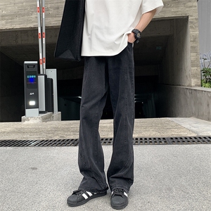 现货无差价黑色牛仔裤 立体裁剪酵磨水洗微喇版型男女同款8931P45图片