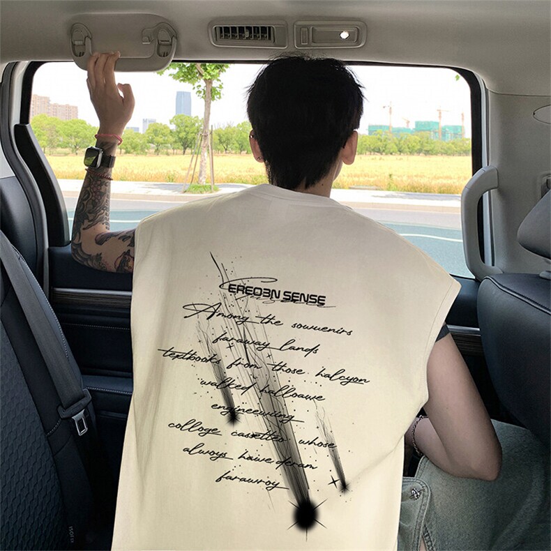 可48小时发货支持抖音得物来样二开240克重磅美式纯棉背心无袖t恤图片
